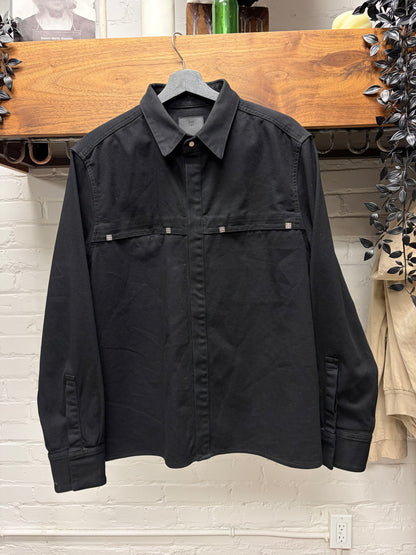 Givenchy ‘4G Logo’ Black/Silver Rivet Button Snap Denim Overshirt
