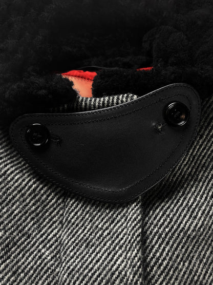 Vintage 2000’s Prada Sport Wool ‘Neck Guard’ Herringbone Grey Coat.