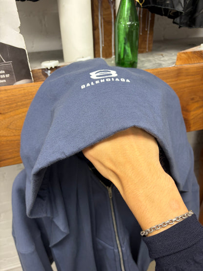 SS2025 Balenciaga ‘Incognito’ 4 Sleeve Blue Zip-Up Hoodie