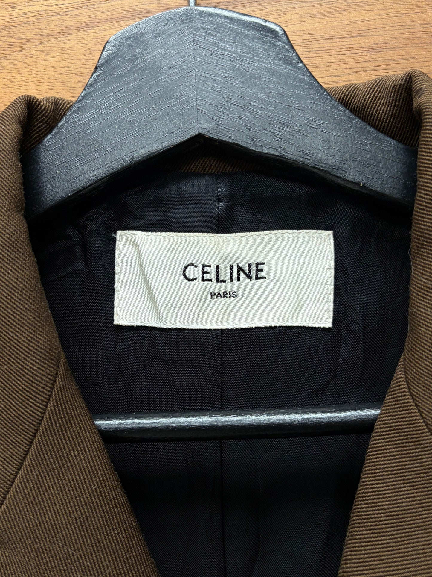 Celine Brown Gabardine Wool Cropped Army Jacket