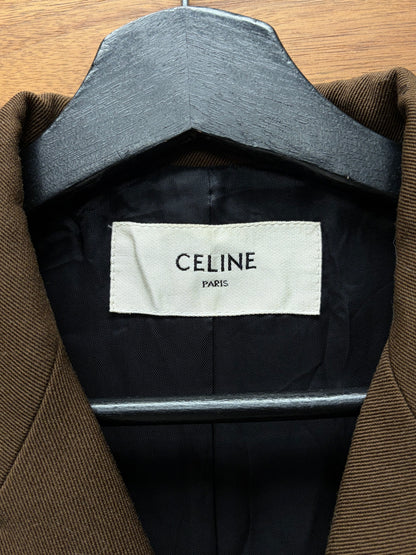 Celine Brown Gabardine Wool Cropped Army Jacket