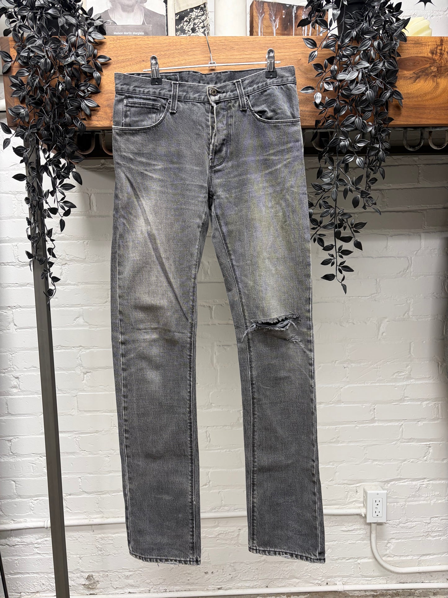 Gucci Faded Black ‘Jacron Striped Logo’ Skinny Jeans
