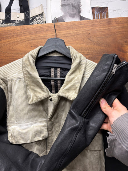 AW2009 Rick Owens ‘Slave’ Dirty Corduroy/Black Leather Hybrid Trucker Jacket
