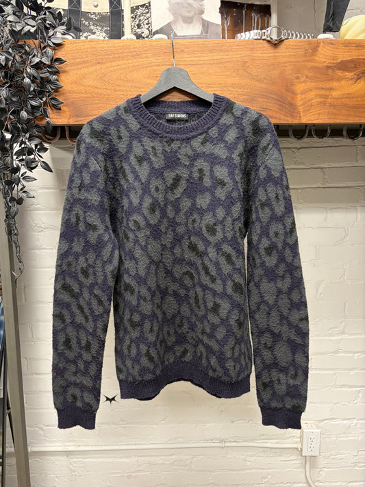 AW2014 Raf Simons Leopard Print Wool Knit Sweater
