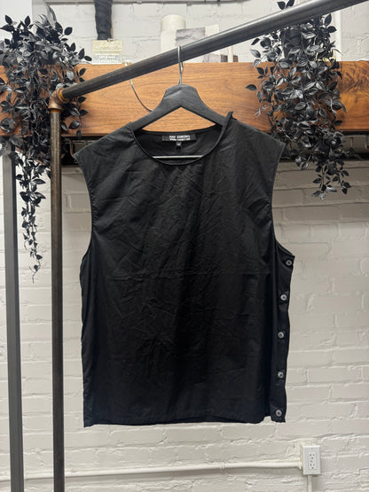 SS2009 Raf Simons ‘Side Button’ Raw Black Tank Top