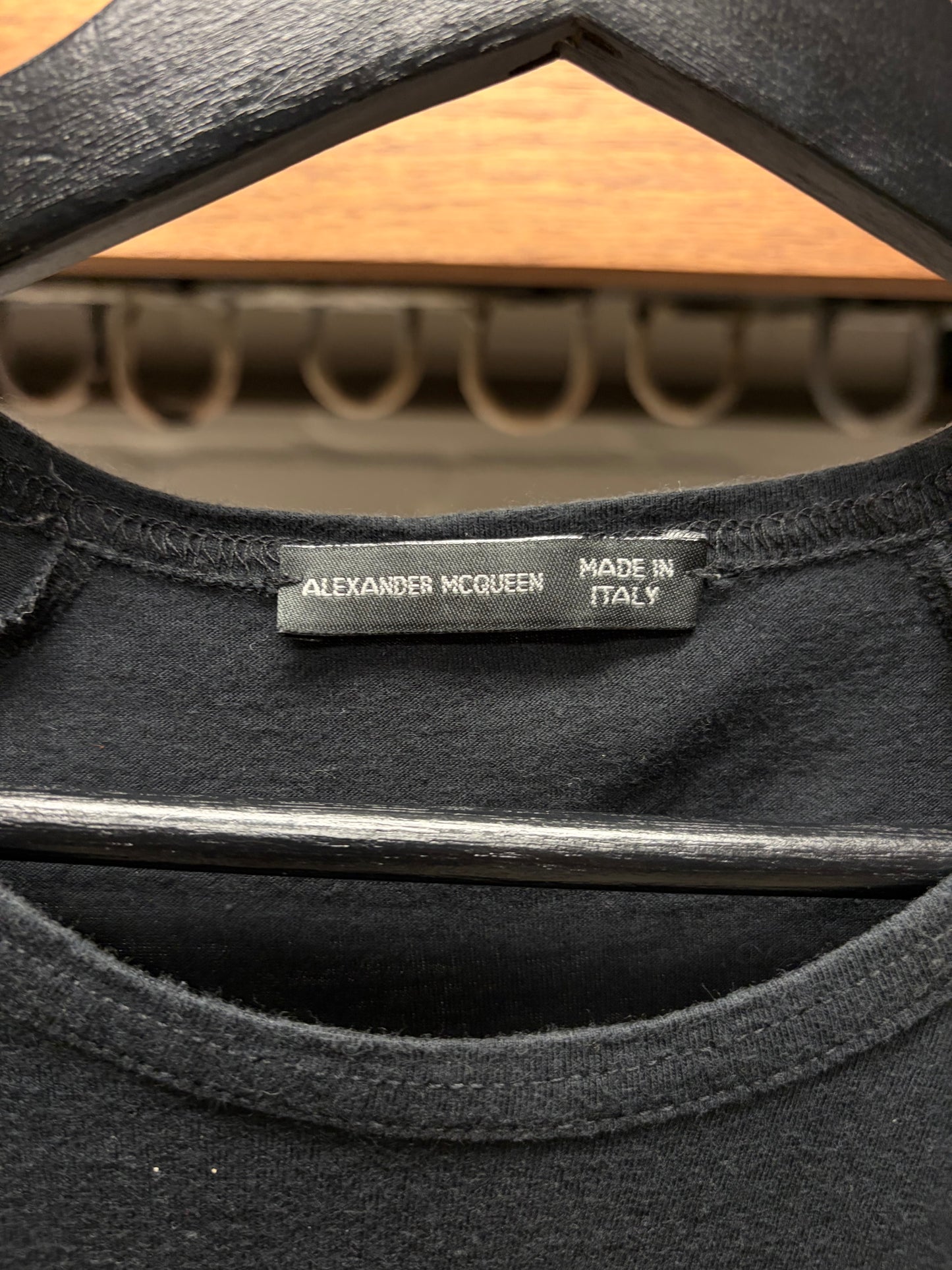 90s Alexander McQueen Cross Embroidered ‘Garden Logo’ Black T-Shirt