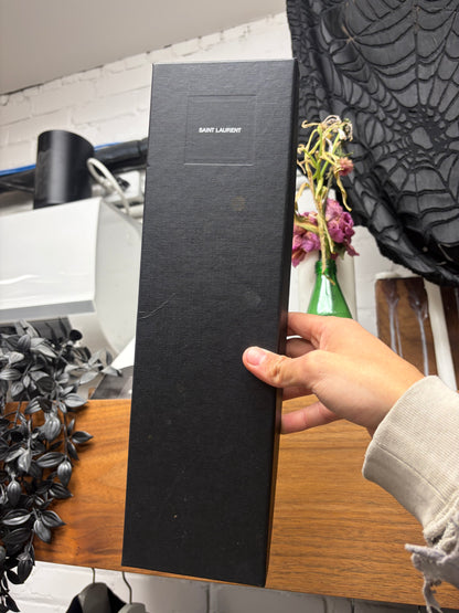 Saint Laurent Black/Silver Diagonal Striped Slim Tie