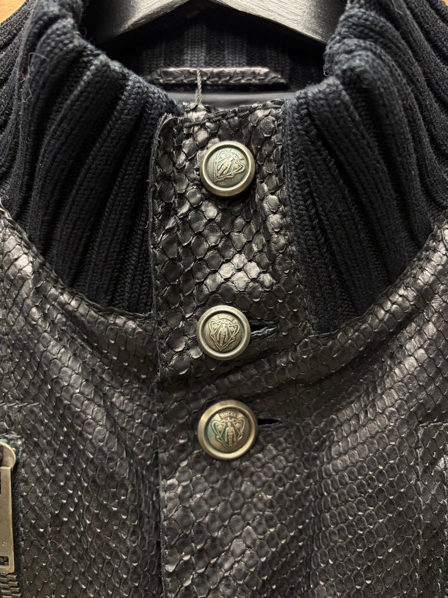 SS2005 Gucci by Frida Giannini ‘Madonna’ Black Genuine Python Leather Bomber Jacket