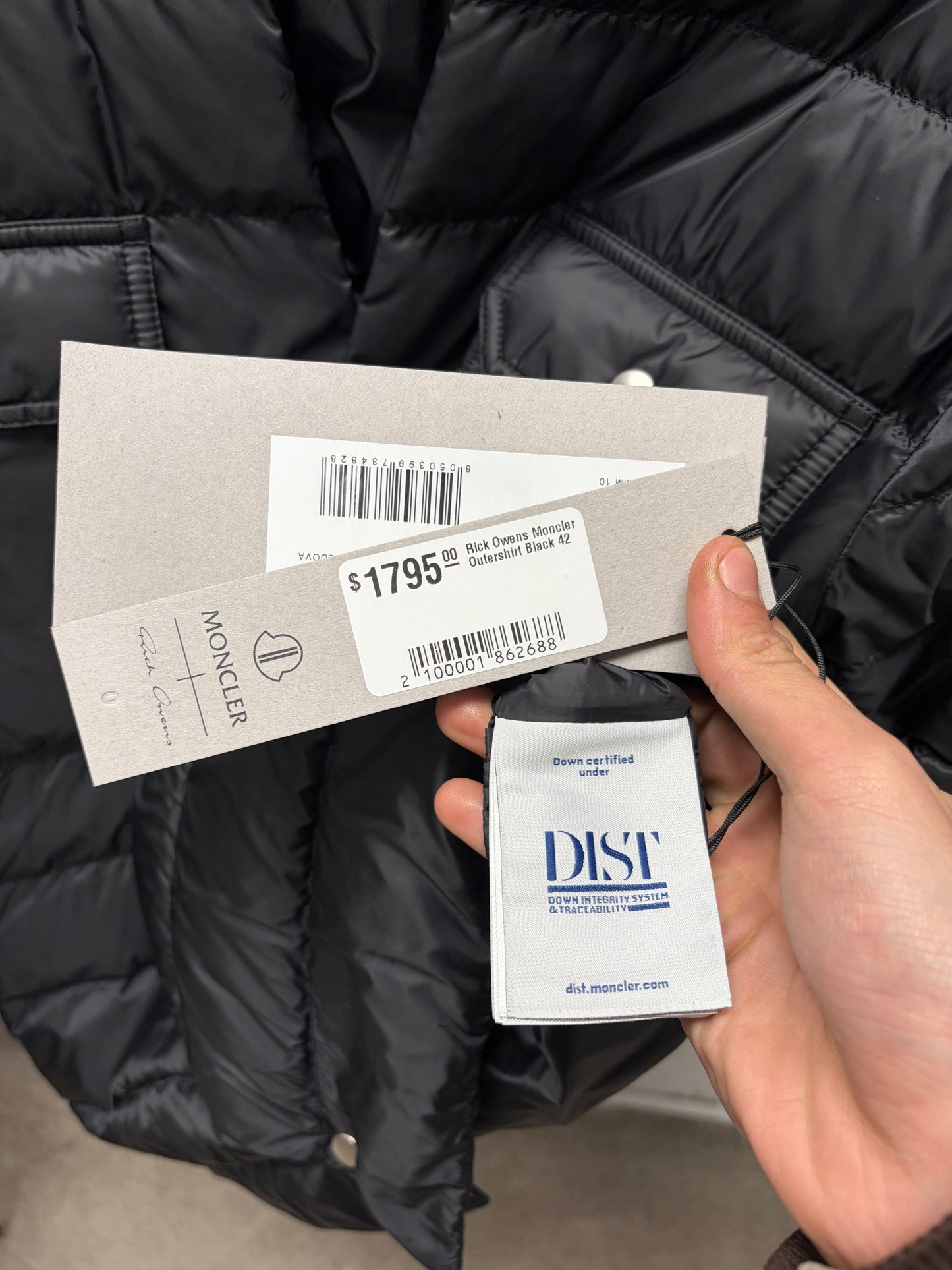 Rick Owens x Moncler Quilted Black Shell Down Filled ‘Outershirt’ with Shoulder Strap