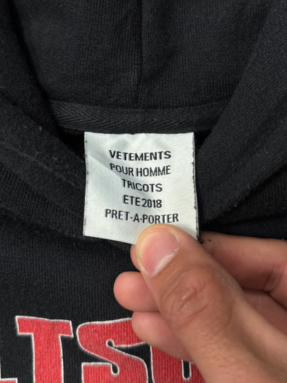 SS2018 Vetements ‘Weltschmerz’ Zurich Jersey Cotton Hoodie