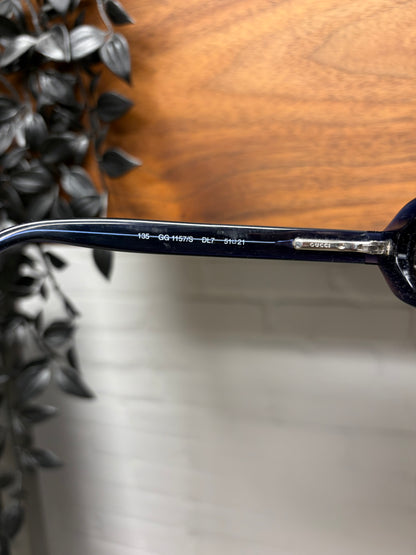 90s Gucci ‘Moda’ Deep Blue Oval Sunglasses