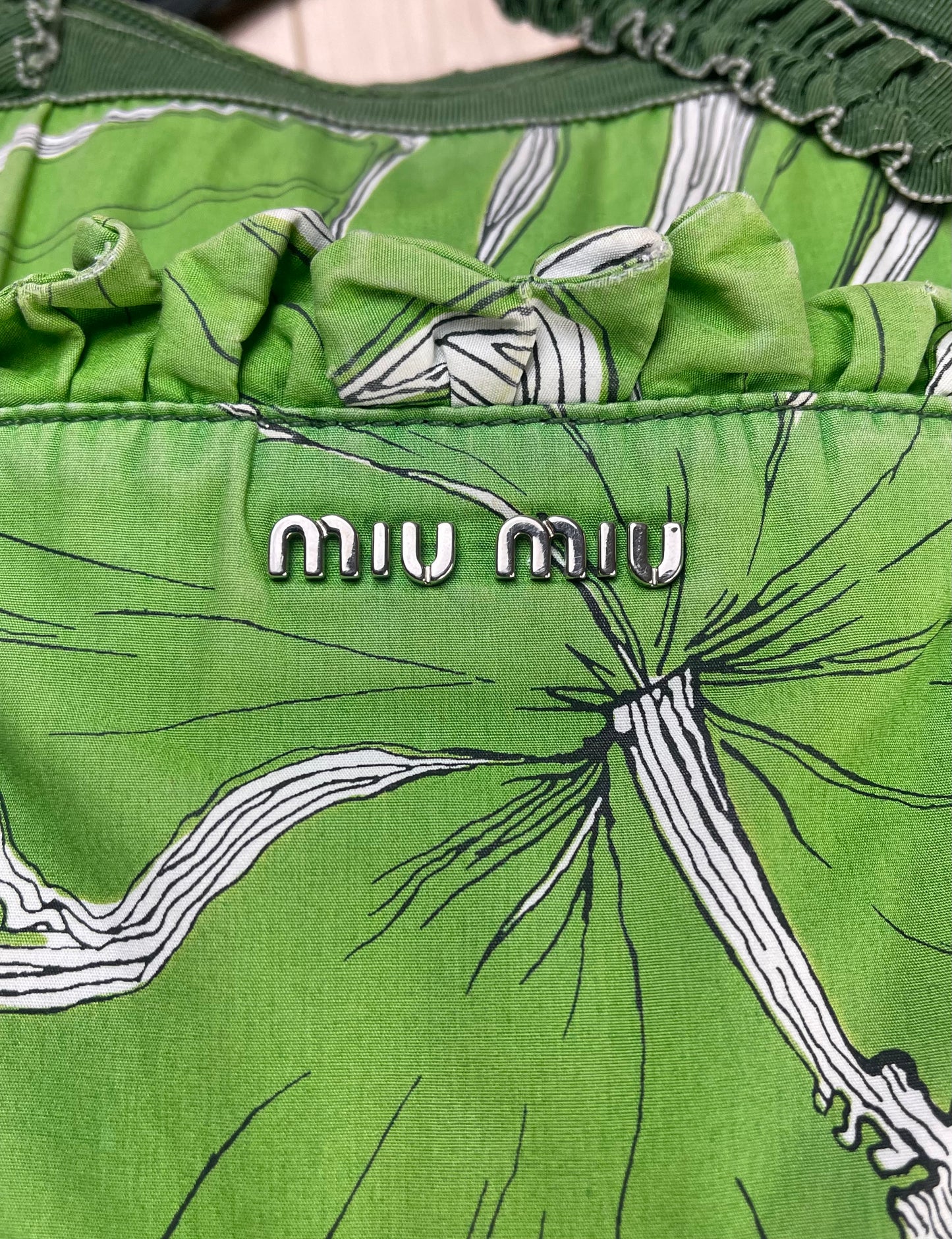 Miu Miu Floral Greenery Full Size Tote/Shoulder Bag