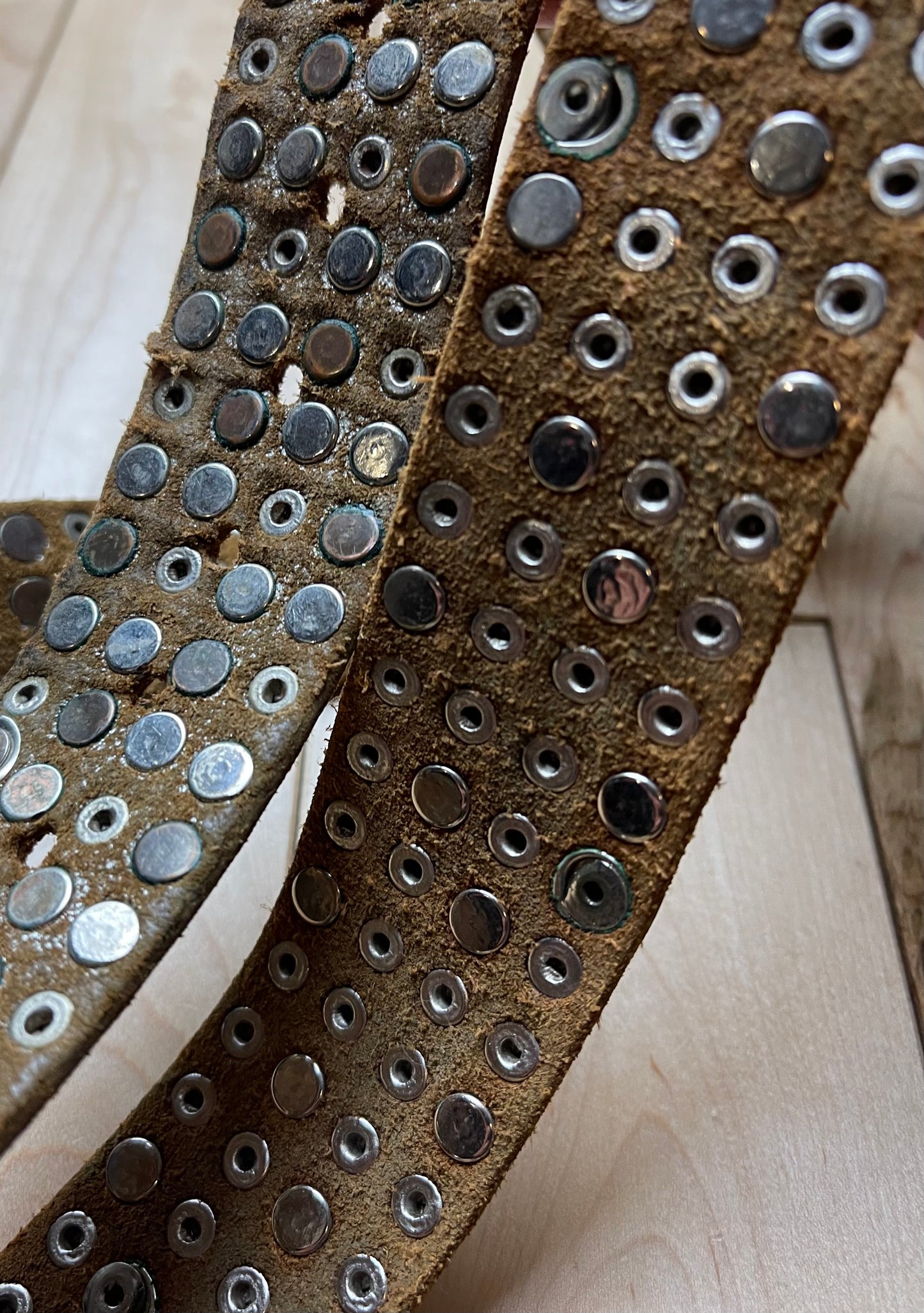 2000s Marithe Francois Girbaud Studded Brown Leather Belt