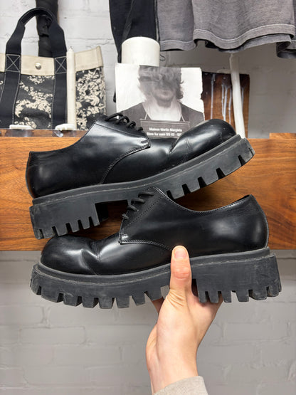 Balenciaga ‘Sergent’ 20mm Platform Sole Black Calfskin Leather Derbys