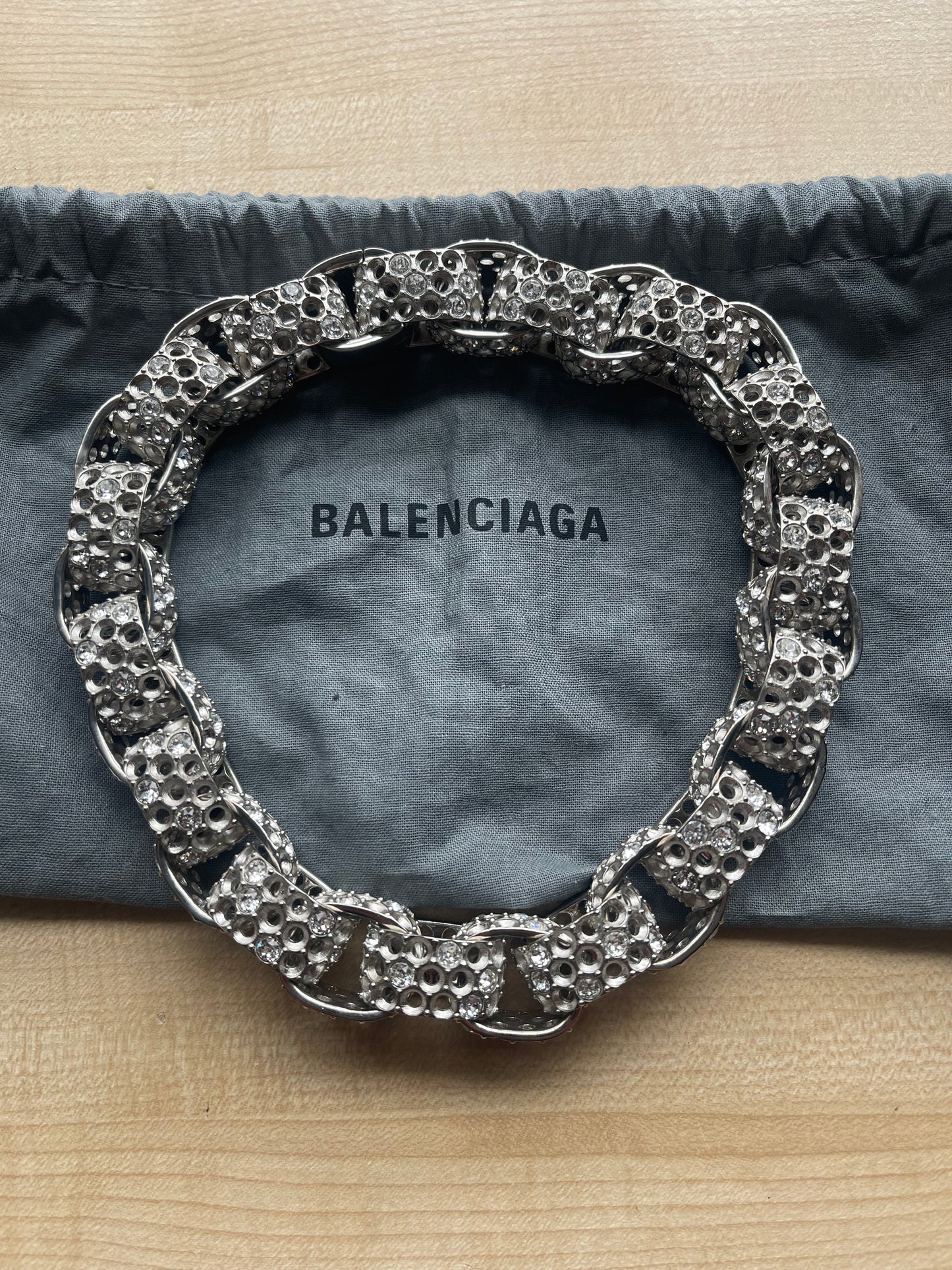 2021 Balenciaga Afterworld Silver/Crystal Choker Necklace