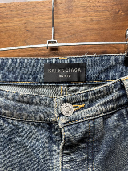SS2024 Balenciaga ‘Destroyed’ Thrash Distressed Mud Wash Denim