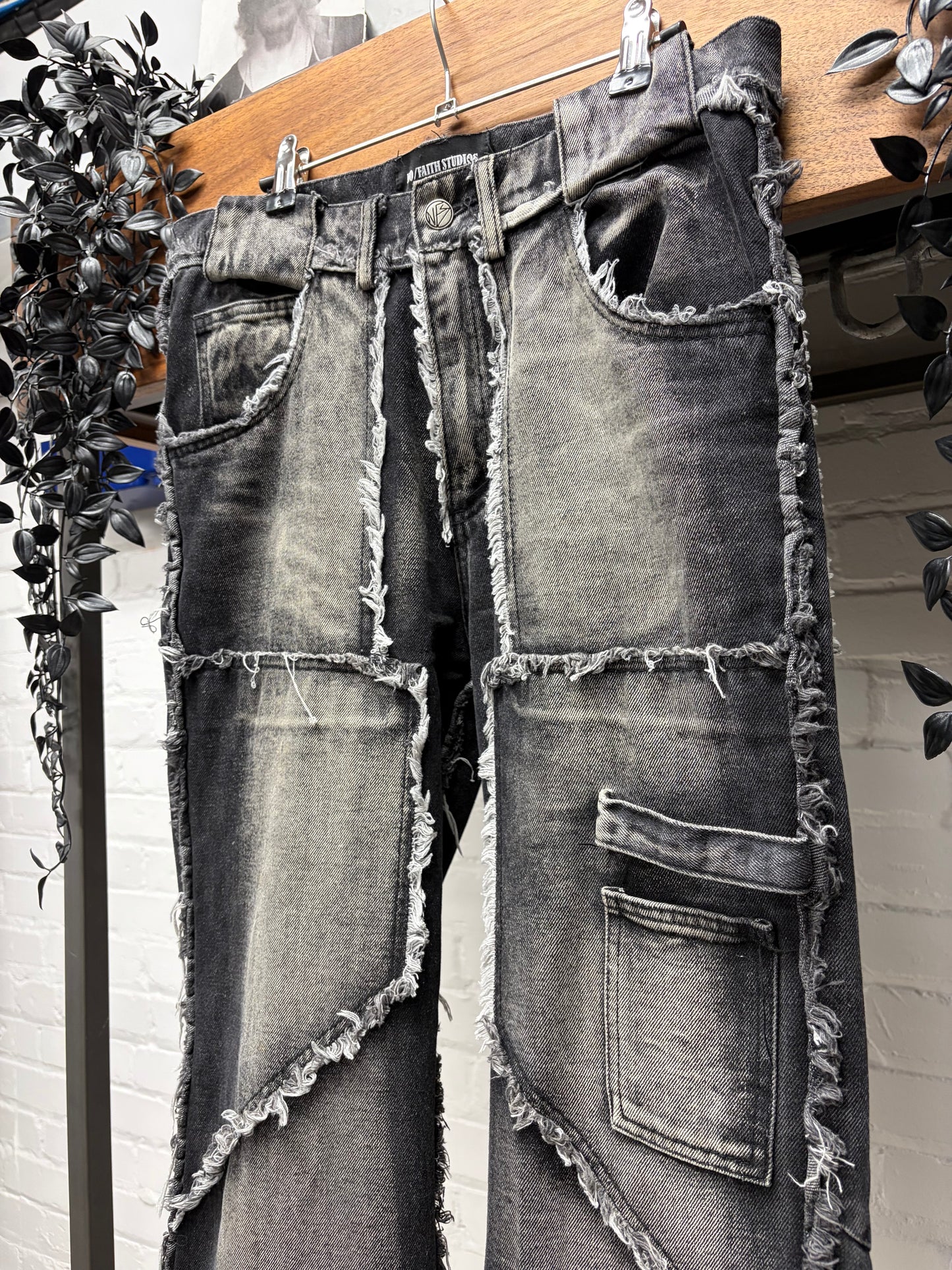 No Faith Studios ‘003 Stone Wash’ Flared Leg Denim