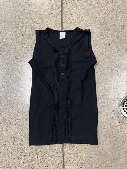 Kapital Faded Black Sleeveless ‘Henley’ Top