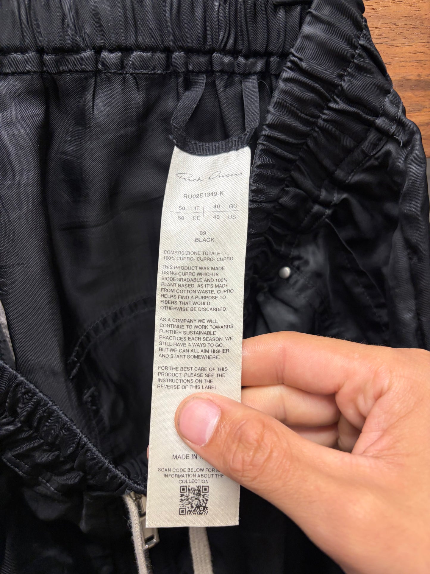 Rick Owens Black ‘Bela’ Black Cupro Drop Crotch Shorts