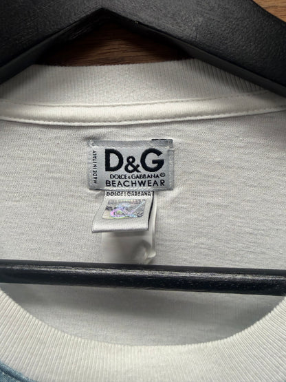 2000s Dolce & Gabbana ‘Beachwear’ White Graphic T-Shirt
