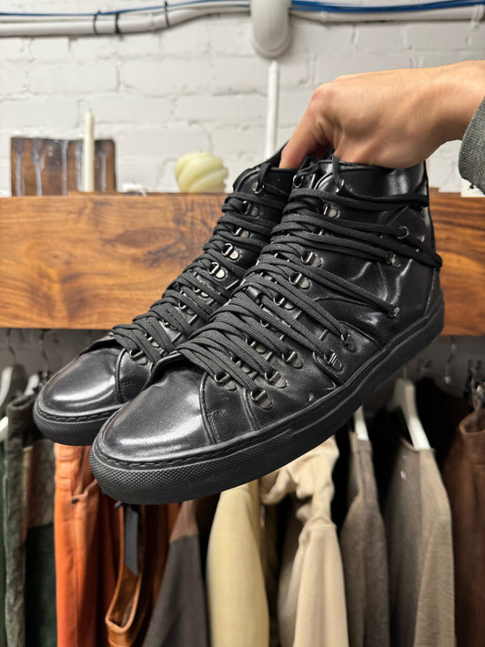 AW2010 Raf Simons ‘Multi-Lace’ High Top Leather Sneakers