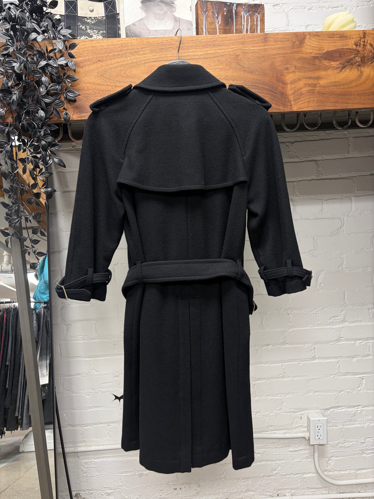 Comme Des Garçons Homme Belted Wool Double Breasted Trench Coat
