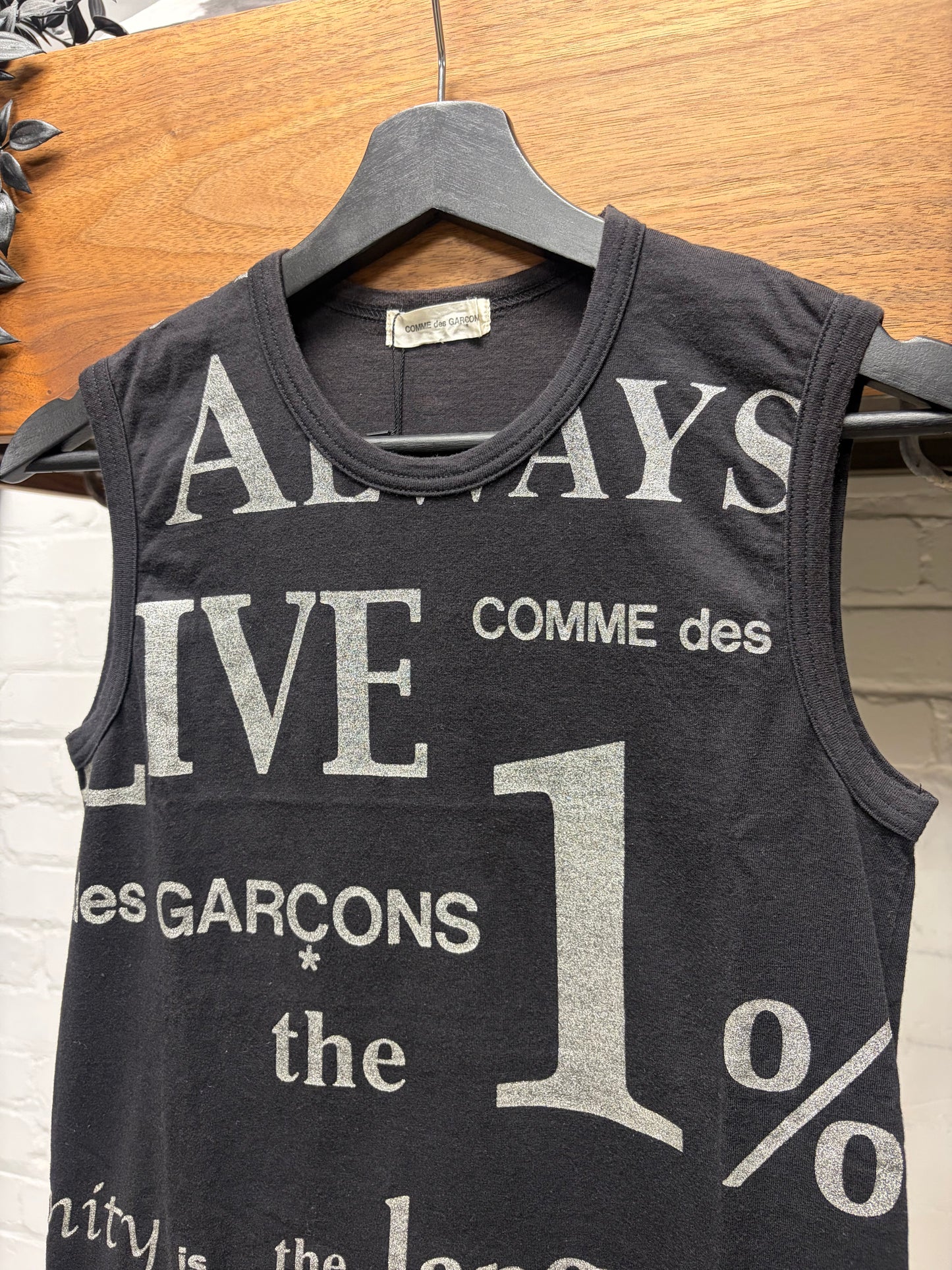 2003 Comme Des Garçons 'Language Corruption' Black Cotton Tank Top