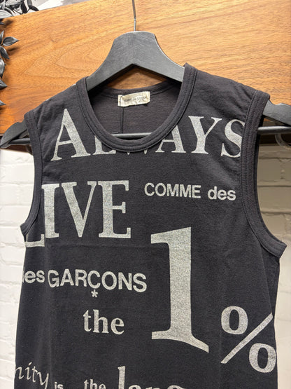 2003 Comme Des Garçons 'Language Corruption' Black Cotton Tank Top