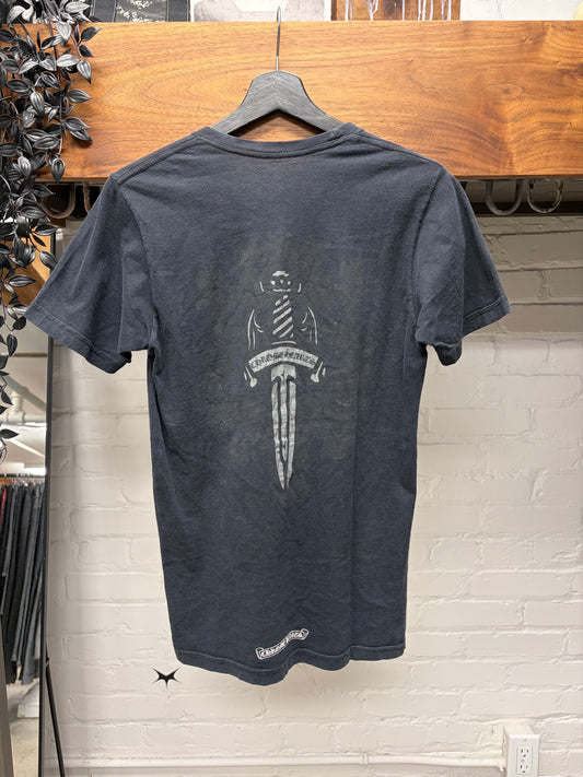 Vintage Chrome Hearts ‘Dagger Logo’ Faded Black Graphic T-Shirt