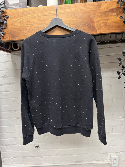 2015 Saint Laurent by Hedi Slimane ‘Studded’ Silver Tone Metal/Black Crewneck Sweatshirt