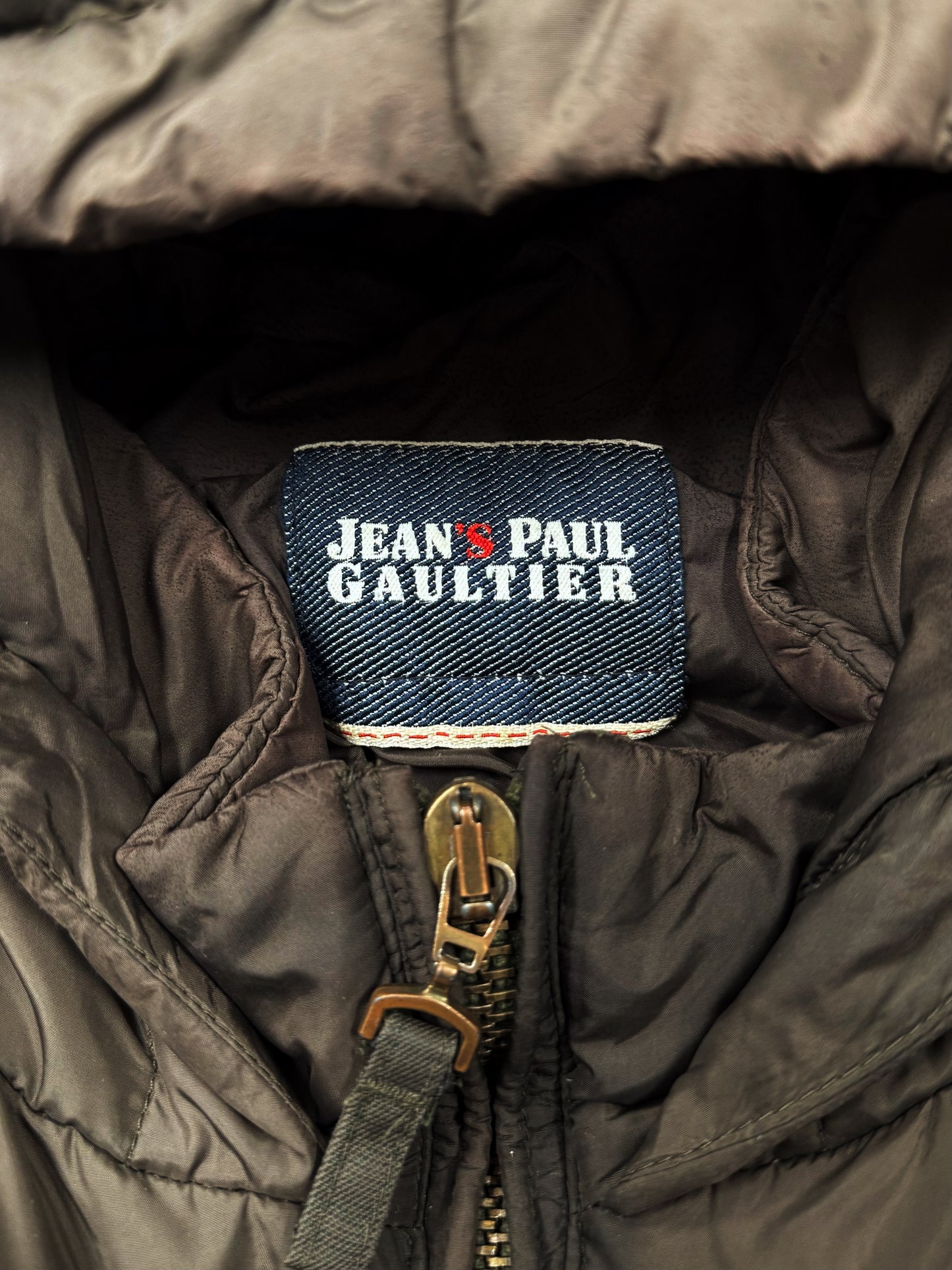 Vintage 1990s Jean Paul Gaultier Faded Brown Puffer Jacket