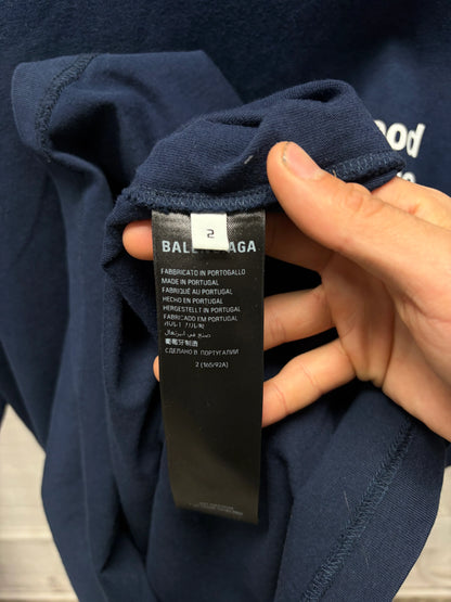 2022 Balenciaga World Food Programme Navy Blue Oversized T-Shirt