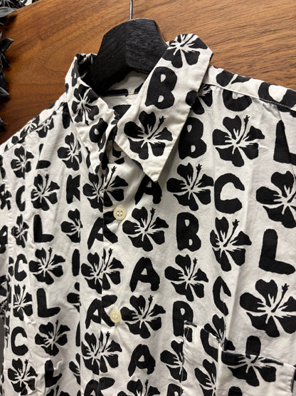 2009 Comme Des Garçons BLACK Floral Patterned Short Sleeve Button Up Shirt