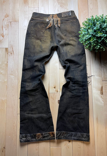 Vintage Monalisa Posttiano Patchwork Flared Denim