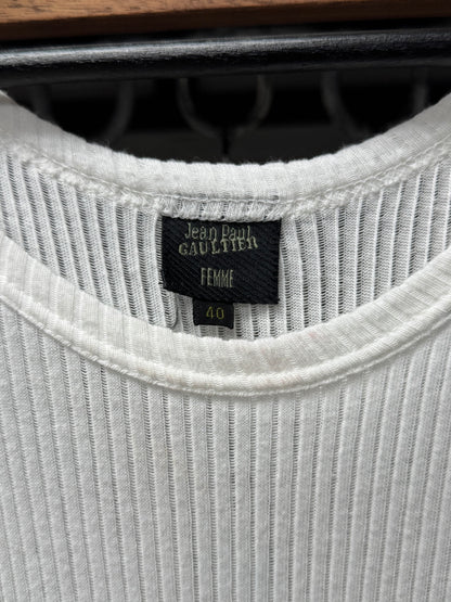 Vintage Jean Paul Gaultier Ribbed White Tank Top Dress