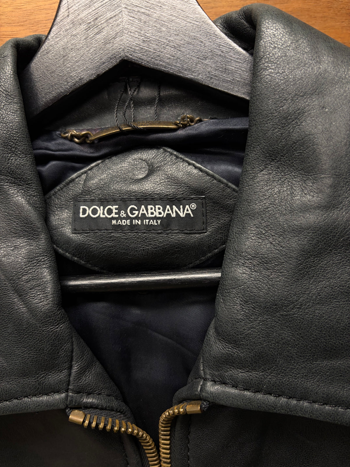 Dolce & Gabbana ‘Mainline’ Black Lambskin Leather Collared Jacket