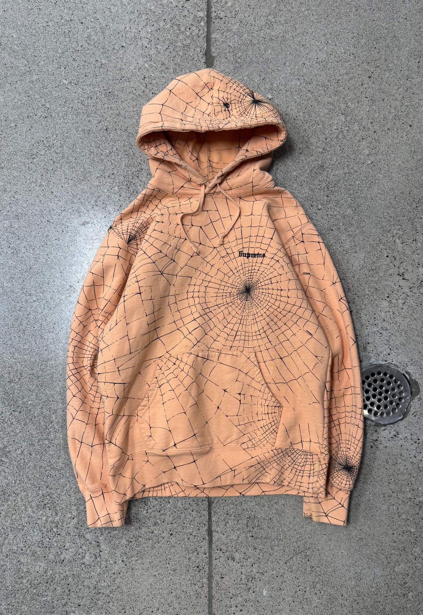 AW2016 Supreme ‘Spider Web’ Peach Pullover Hoodie