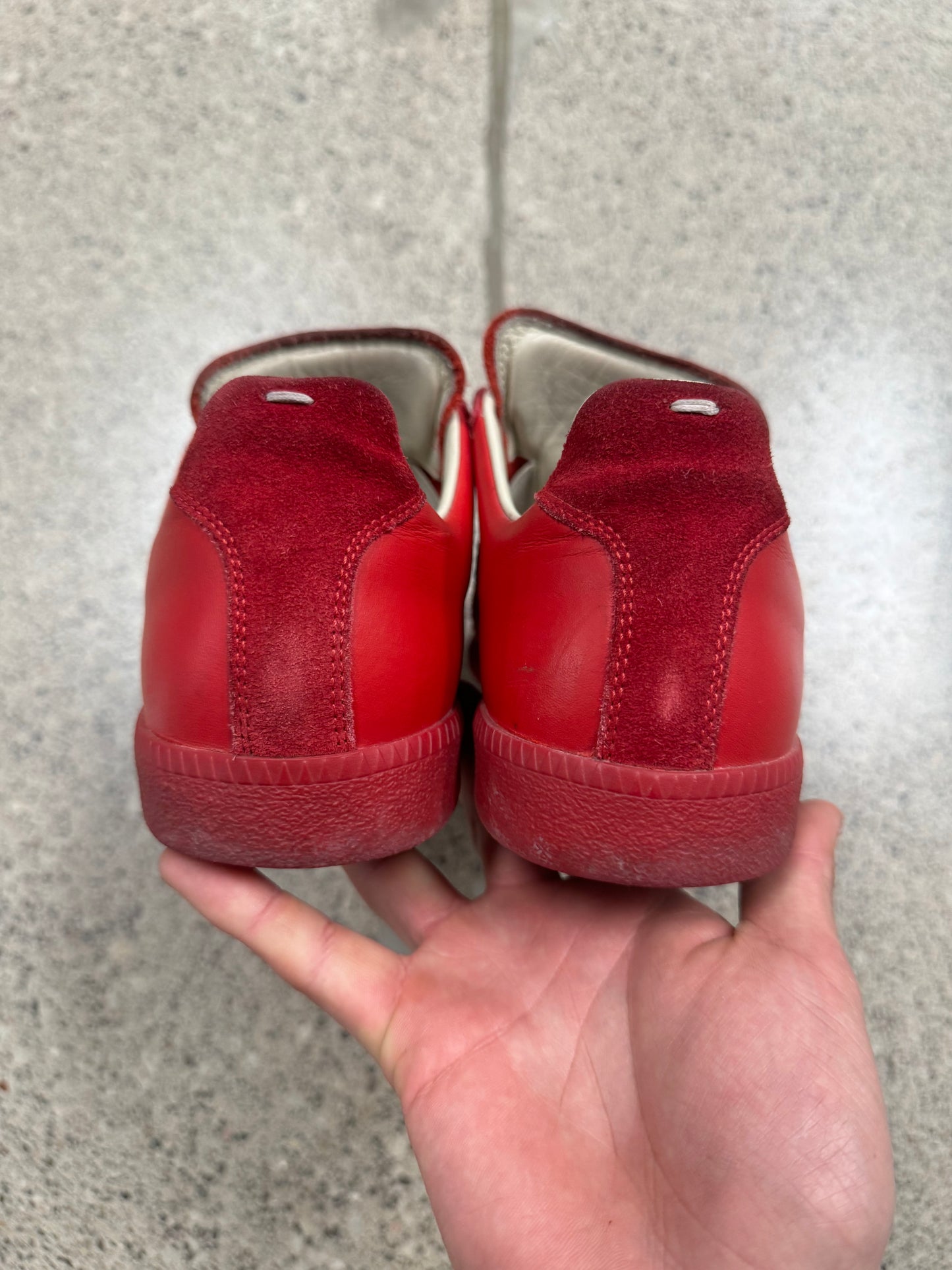 Maison Margiela ‘G.A.T.’ Red Suede Low Top Sneakers