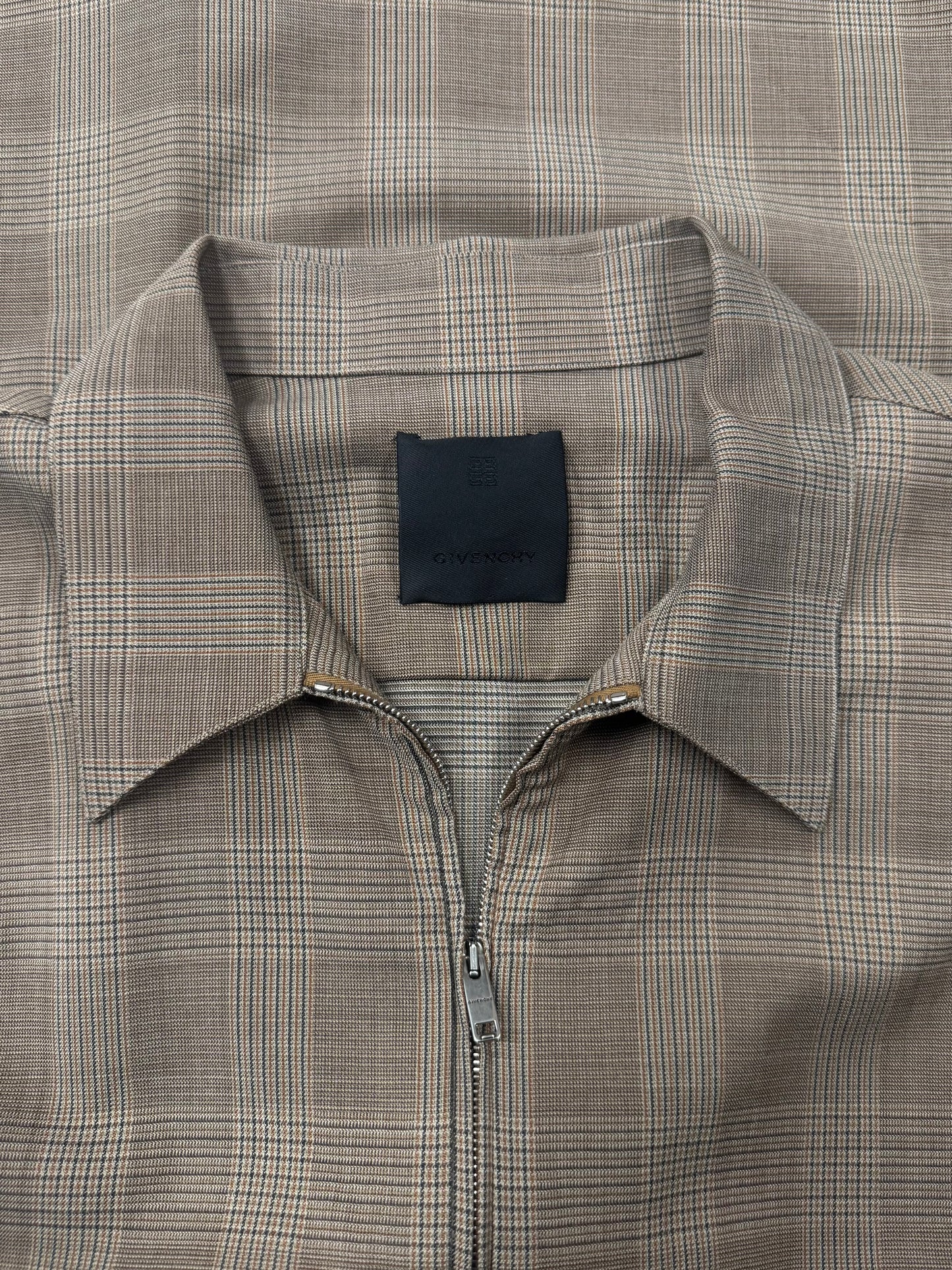 Givenchy Brown Gingham Checkered Windbreaker Jacket