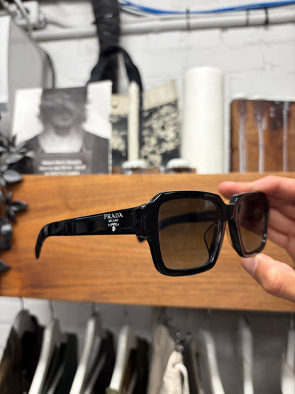 Prada Black ‘Squared Shape’ Brown Tinted Sunglasses