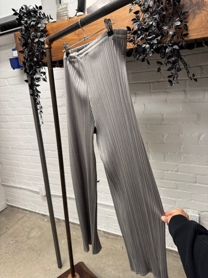 Issey Miyake ‘Pleats Please’ Silver Wide Leg Pants