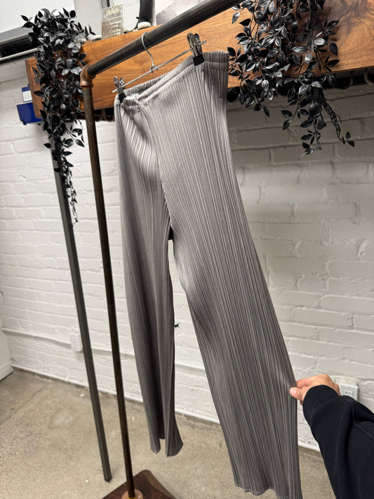 Issey Miyake ‘Pleats Please’ Silver Wide Leg Pants