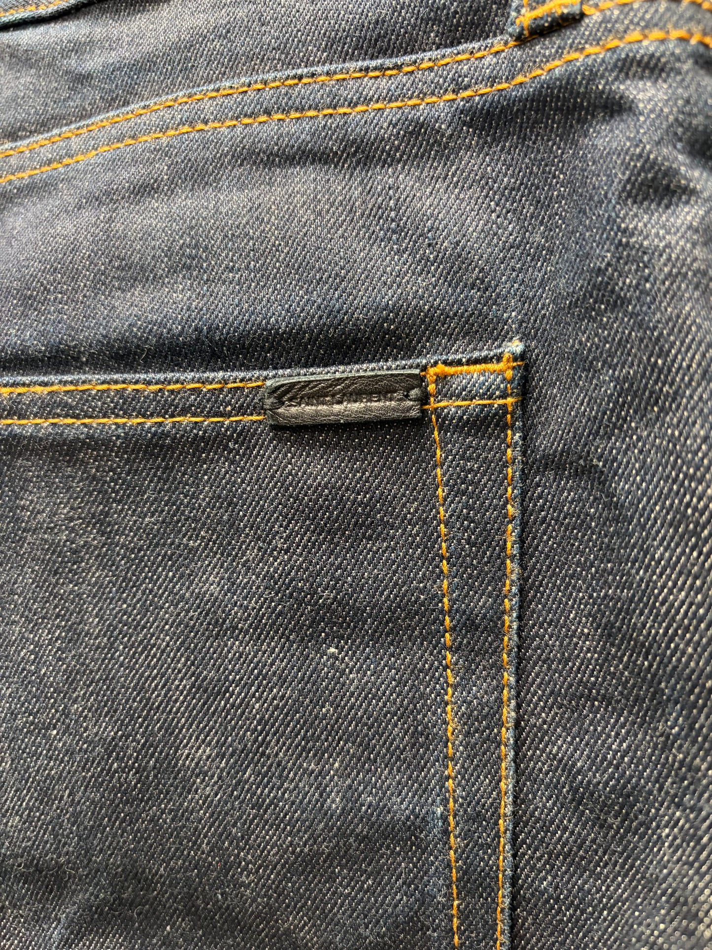 2020 Saint Laurent ‘D18’ Natural Raw Blue Skinny Jeans
