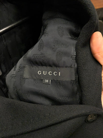 AW2008 Gucci by Frida Giannini ‘Horsebit’ Chesterfield Black Leather Full Length Coat
