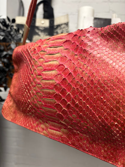 Bottega Veneta Python Leather Top Flap Shoulder Bag