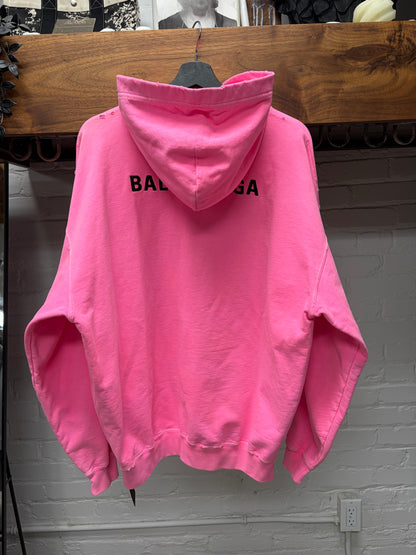 2022 Balenciaga Minimal Logo Pink/Black Hoodie