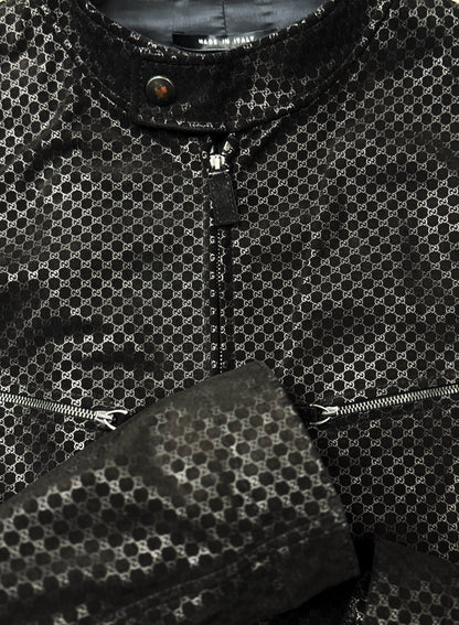 Gucci by Tom Ford ‘Metallic’ GG Monogram Leather Moto Jacket.