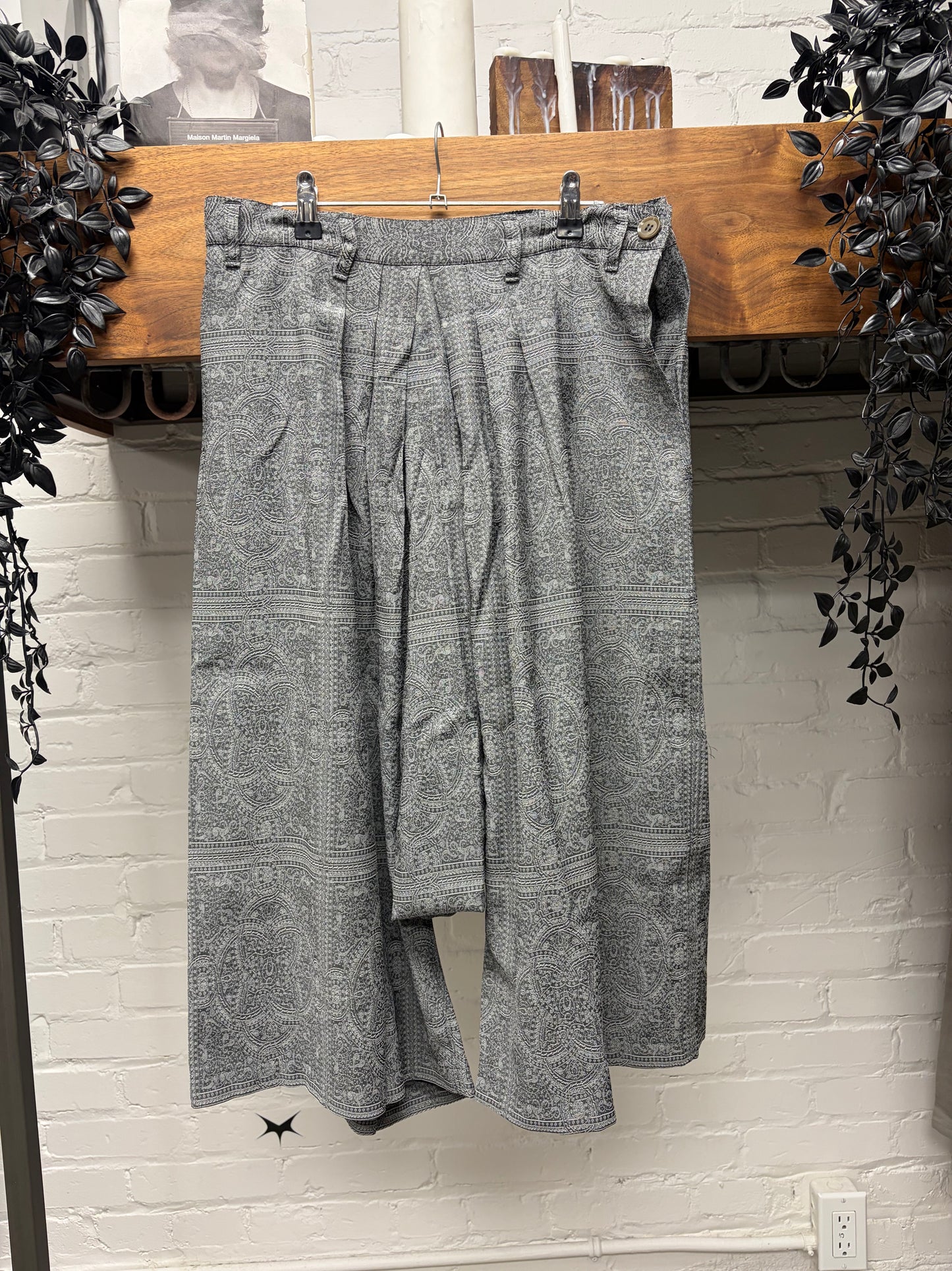 SS2012 Yohji Yamamoto ‘Y’s’ Grey Patterned ‘Sarousel’ Drop Crotch Shorts