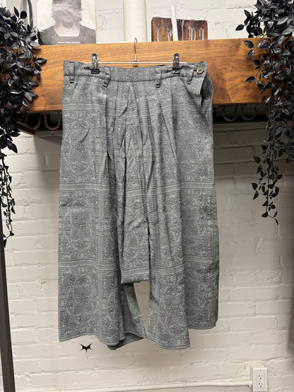 SS2012 Yohji Yamamoto ‘Y’s’ Grey Patterned ‘Sarousel’ Drop Crotch Shorts