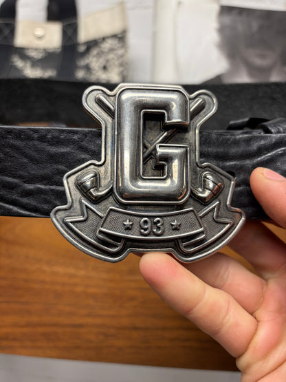Gucci ‘Baseball Logo’ Black Leather Belt